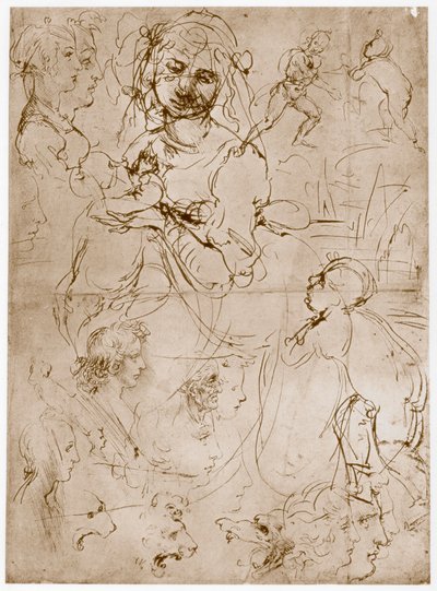 1478-1480年与孩子和圣约翰一起跪下的麦当娜 作者 达芬奇（Leonardo da Vinci）