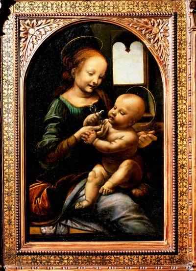 麦当娜着花，麦当娜·班耐瓦（Madonna Benois），1478年。 作者 达芬奇（Leonardo da Vinci）