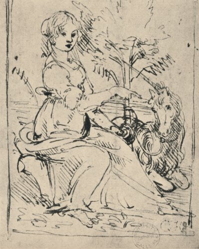 独角兽少女，c1478-1480 1945年 作者 达芬奇（Leonardo da Vinci）