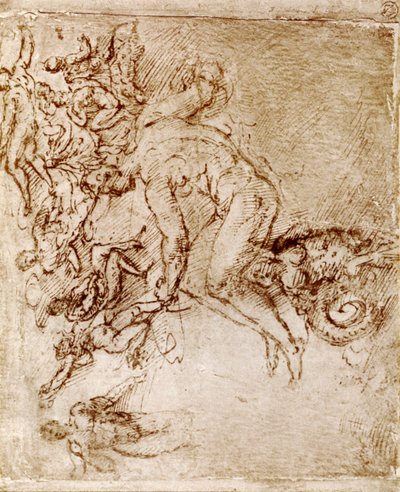 达芬奇（Leonardo De Vinci）的钢笔和墨水素描，1913年。 作者 达芬奇（Leonardo da Vinci）