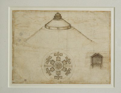 中央平面坟墓项目；立面 ... 作者 达芬奇（Leonardo da Vinci）