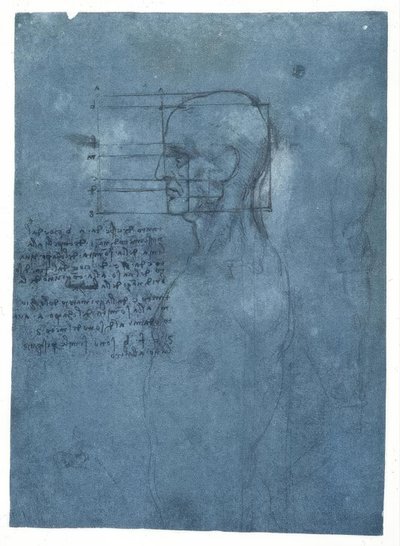 男性头部轮廓的比例研究 作者 达芬奇（Leonardo da Vinci）