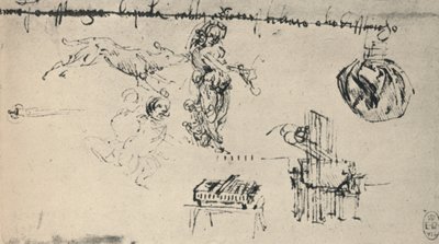 与年轻女子的研究单，狼等，c1480 1945 作者 达芬奇（Leonardo da Vinci）