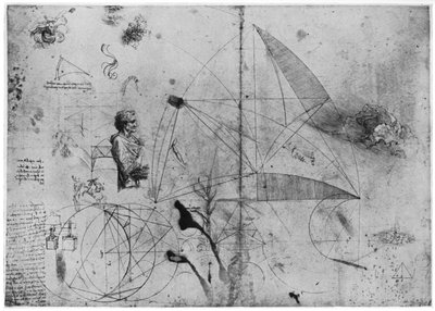 1954年15世纪末或16世纪初的研究单。 作者 达芬奇（Leonardo da Vinci）