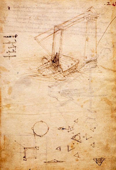 发货，来自 Codex Trivulzianus，对开页 2 正面 作者 达芬奇（Leonardo da Vinci）