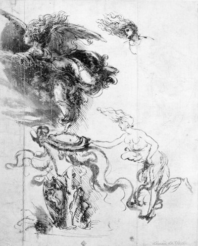 天使剪影（纸上钢笔和墨水 作者 达芬奇（Leonardo da Vinci）