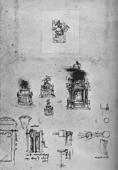 马术纪念碑研究和机械学研究，c1480 1945年 作者 达芬奇（Leonardo da Vinci）