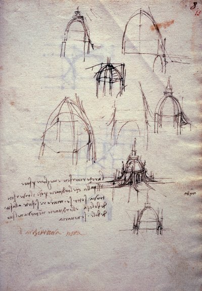 大教堂灯笼研究，出自《特里沃尔齐阿努斯法典 作者 达芬奇（Leonardo da Vinci）