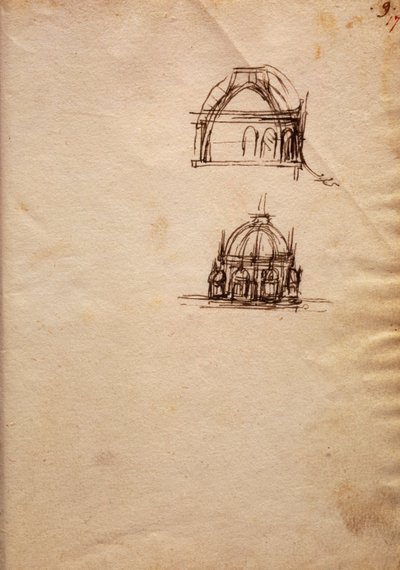 对大教堂灯笼的研究，来自 Codex Trivulzianus 作者 达芬奇（Leonardo da Vinci）