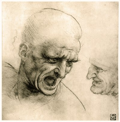 研究战士的头部 作者 达芬奇（Leonardo da Vinci）