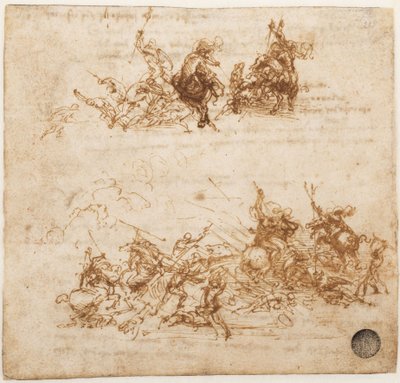 研究安吉阿里战役，约1503-1504年。 作者 达芬奇（Leonardo da Vinci）