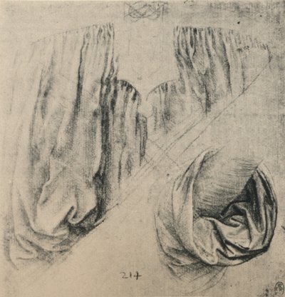 裙子和袖子正面的研究，c1480 1945年 作者 达芬奇（Leonardo da Vinci）