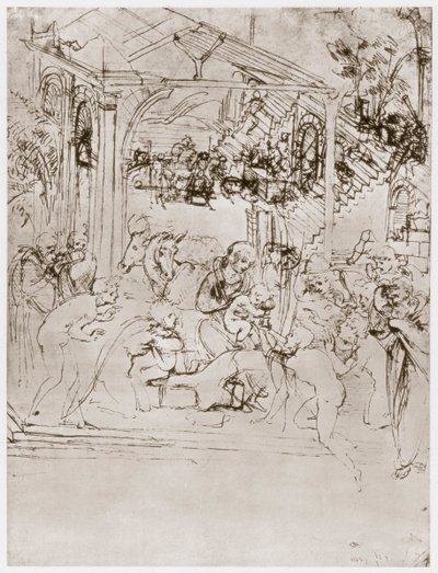 国王的崇拜，c1480 作者 达芬奇（Leonardo da Vinci）