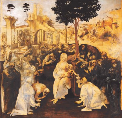 复原后的贤士崇拜，1481-1482年。 作者 达芬奇（Leonardo da Vinci）