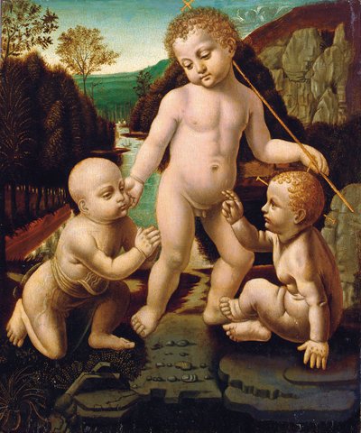 基督儿女与婴儿浸信会圣约翰与一个身份不明的男孩 作者 达芬奇（Leonardo da Vinci）