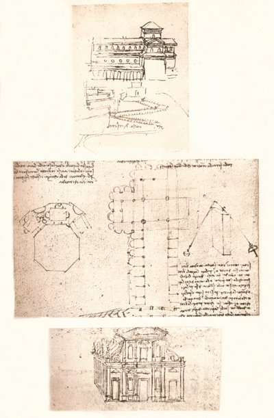 教堂三幅图，c1472-c1519 1883 作者 达芬奇（Leonardo da Vinci）