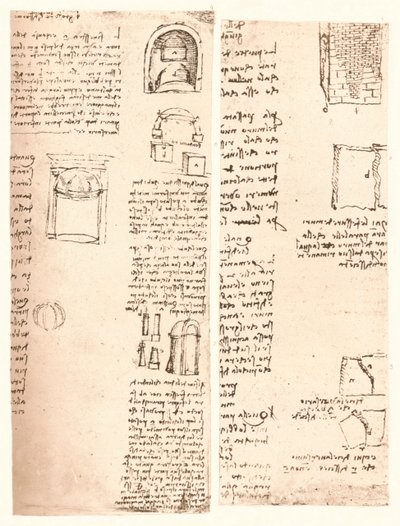 两幅建筑图，c1472-c1519 1883 作者 达芬奇（Leonardo da Vinci）