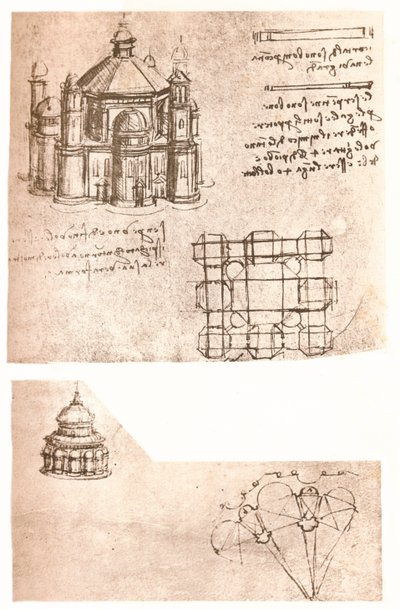 教堂的两张图，c1472-c1519 1883 作者 达芬奇（Leonardo da Vinci）