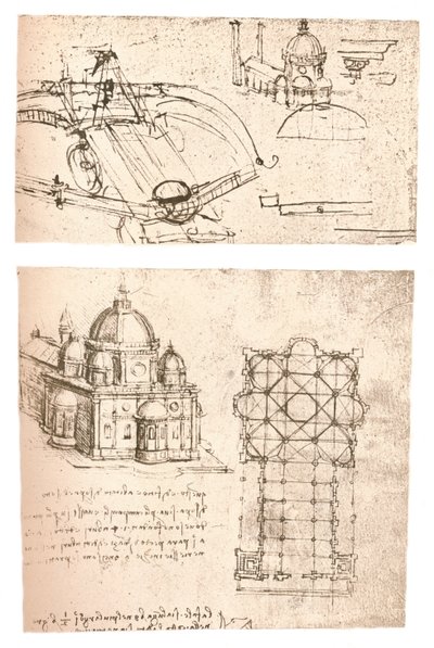 教堂的两张图，c1472-c1519 1883 作者 达芬奇（Leonardo da Vinci）