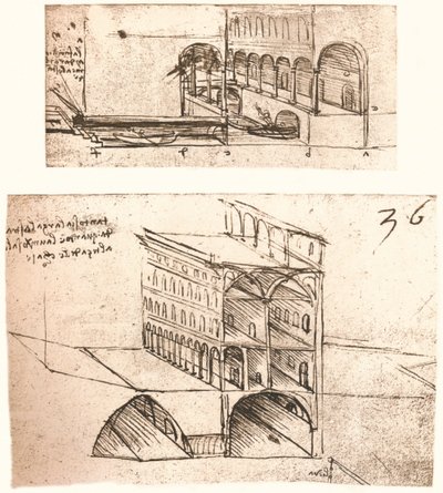 城镇中的两条运河计划，C1472-C1519，1883年 作者 达芬奇（Leonardo da Vinci）