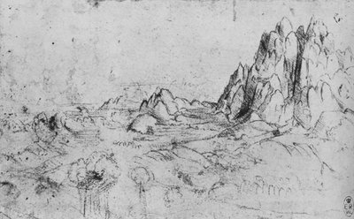 山脉的风景，c1480 1945年 作者 达芬奇（Leonardo da Vinci）