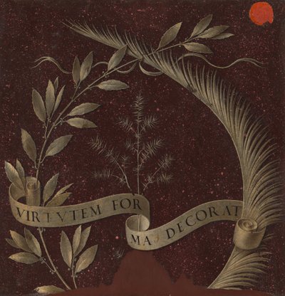 月桂、棕榈和杜松花环，卷轴上刻有Virtutem Forma Decorat[背面] 作者 达芬奇（Leonardo da Vinci）