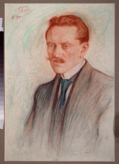 诗人 Jurgis Baltrusaitis（1873-1944 年）的肖像。列昂尼德-奥西波维奇-帕斯捷尔纳克（1862-1945 年）的作品，红色粉笔和纸上粉笔 作者 列昂尼德·奥西波维奇·帕斯捷尔纳克