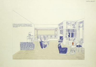 房间设计，约c.1901（彩色光刻） 作者 利奥波德（之后）鲍尔