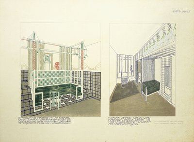 儿童房和客房，约1901年（彩色光刻） 作者 利奥波德（之后）鲍尔