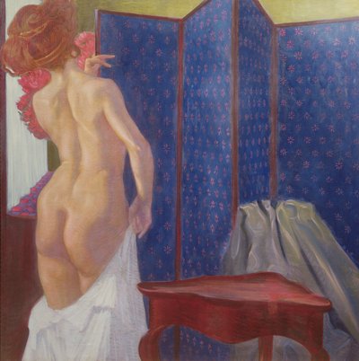 屏幕前的裸体女性 作者 Leopold Blauensteiner