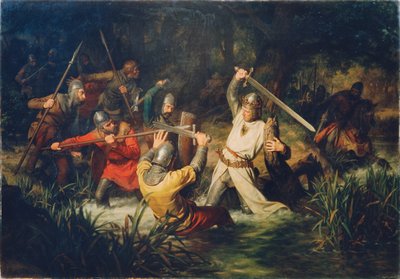 哈布斯堡的鲁道夫处于致命的危险之中，1872年。 作者 来自 Löffler Radymno 的 Leopold Edler