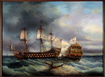 英国和法国之间的海战 利奥波德·勒古恩 (Leopold Le Guen, 1828-1895) 绘画，十九世纪布雷斯特，美术博物馆 作者 利奥波德·勒根