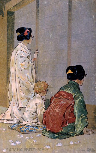 为《蝴蝶夫人》在布雷西亚的首演制作的明信片 作者 利奥波多·梅特里科维奇