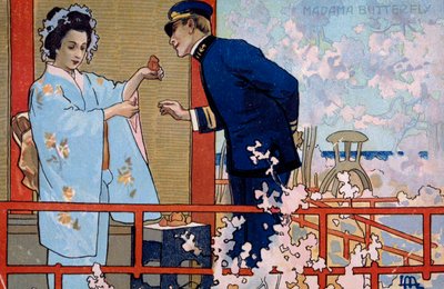 为《蝴蝶夫人》在布雷西亚的首演制作的明信片 作者 利奥波多·梅特里科维奇