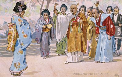 为《蝴蝶夫人》在布雷西亚的首演制作的明信片 作者 利奥波多·梅特里科维奇