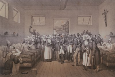 Aimable Jean Jacques Pelissier（1794-1864）马拉科夫公爵在1855年捕获塞瓦斯托波尔后访问受伤的士兵 作者 勒潘
