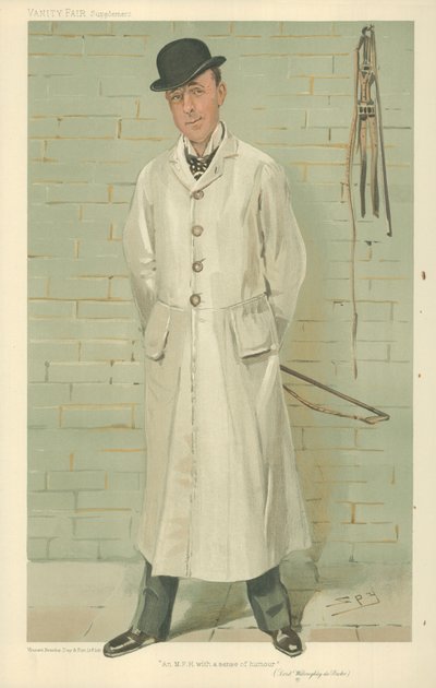 Lord Willoughby de Broke，一位有幽默感的MFH，1885年12月26日，名利场漫画 作者 莱斯利·马修·沃德