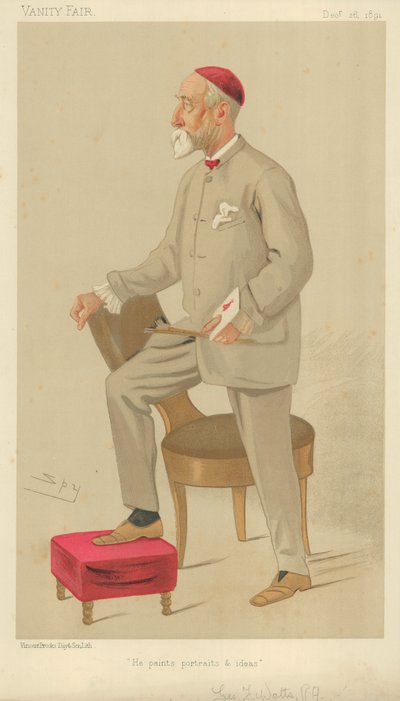 乔治·弗雷德里克·沃茨先生，他描绘了肖像和想法，1891年12月26日，“名利场”漫画 作者 莱斯利·马修·沃德