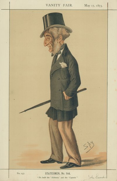约翰莱尔德先生，他于1873年5月17日建造了阿拉巴马州和船长，“名利场”漫画 作者 莱斯利·马修·沃德
