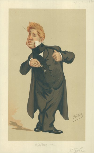 John Laurence Toole先生，Spelling Bee，1876年7月29日，“名利场”漫画 作者 莱斯利·马修·沃德