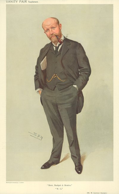 W Gardner Sinclair先生，啤酒预算与大脑，1909年7月21日，名利场漫画 作者 莱斯利·马修·沃德