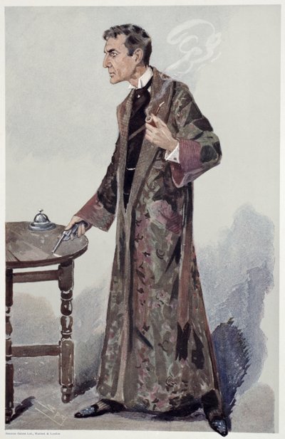 福尔摩斯，演员威廉吉列的名利场卡通，1907年 作者 莱斯利·马修·沃德