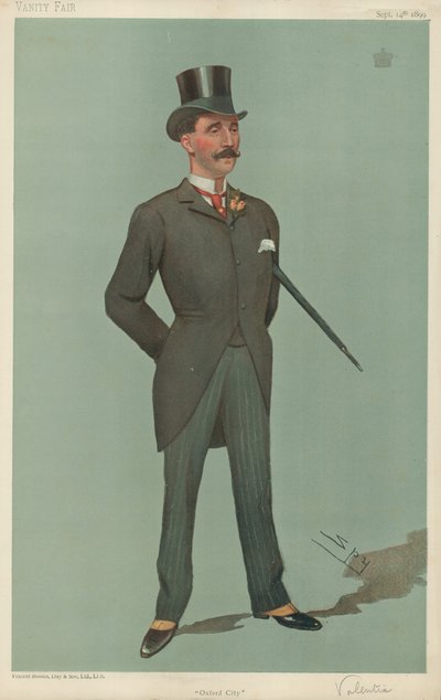 子爵Valentia，牛津市，1899年9月14日，名利场卡通 作者 莱斯利·马修·沃德