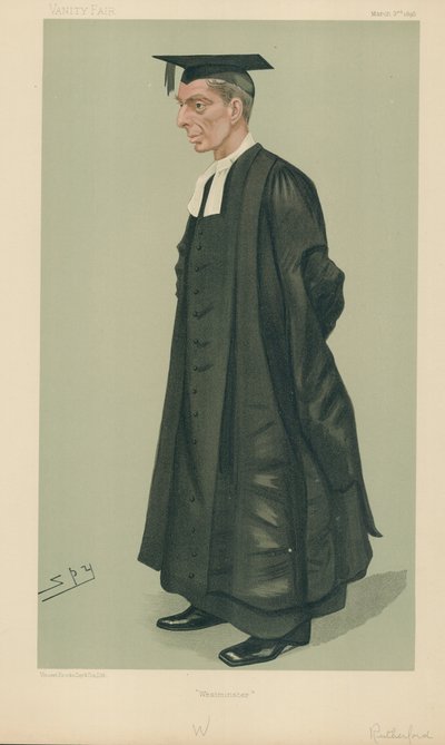 WS Rutherford，威斯敏斯特威斯敏斯特学校校长，1889年3月2日，名利场漫画 作者 莱斯利·马修·沃德