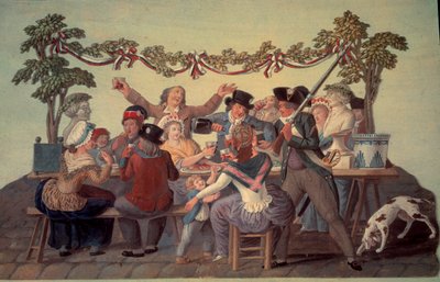 1789 年法国大革命：“共和餐”。 水粉画 freres Lesueur（18 世纪） 作者 莱索尔兄弟
