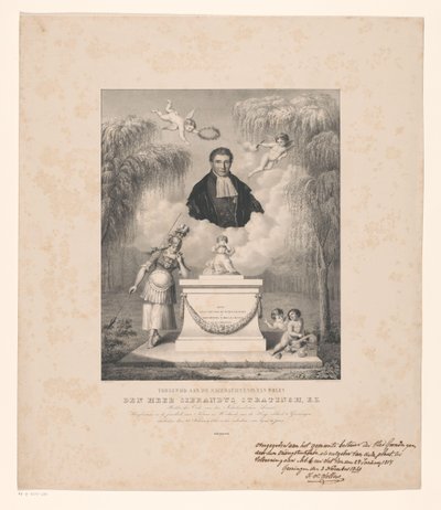 西布兰达斯-斯特林肖像
献给已故的 Sibrandus Stratingh 先生，E.Z.(物上标题） 作者 希尔玛·约翰内斯·贝克尔