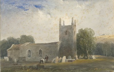 巴特顿教堂（Butterton Church）：水彩画，nd [c1830-1840] 作者 刘易斯·约翰·伍德