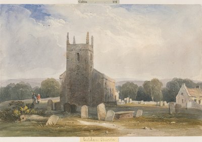 卡尔登教堂（Caldon Church）：水彩画，nd [c1830-1840] 作者 刘易斯·约翰·伍德