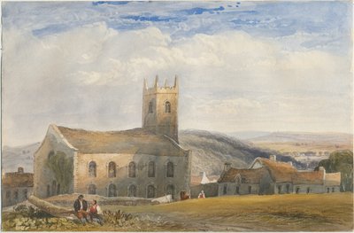 朗诺教堂（Longnor Church）-“圣吉尔斯” [St Batholomew]：水彩画，编号[c1830-1840] 作者 刘易斯·约翰·伍德