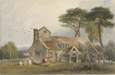 拉什顿·斯潘塞教堂（Rushton Spencer Church）：水彩画，nd [c1830-1840] 作者 刘易斯·约翰·伍德